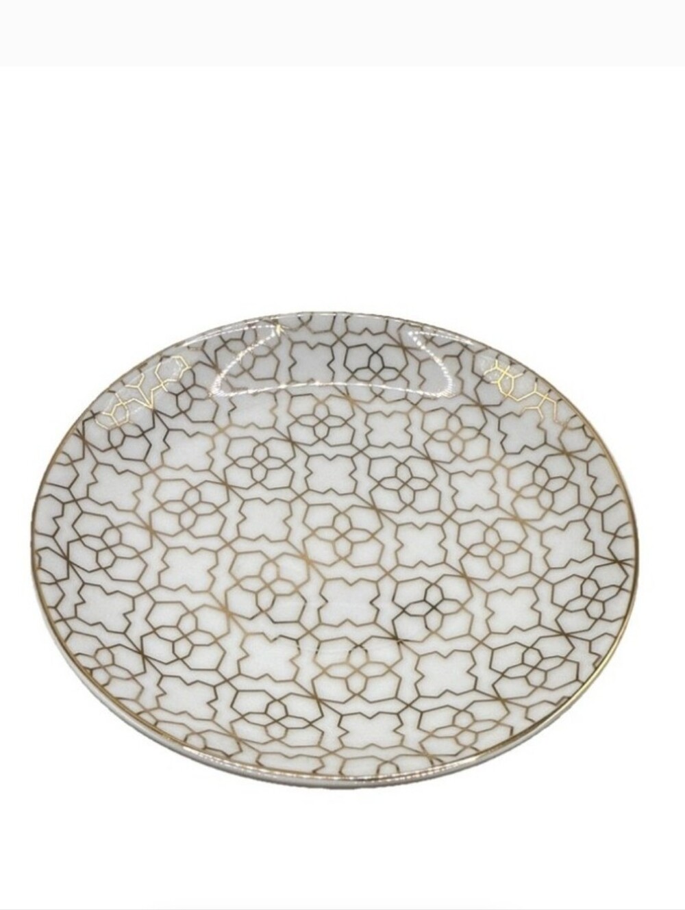 Kendra Scott NEW Filigree Decorative White Porcelain Dish with Gold Overlay - Picture 2 of 3